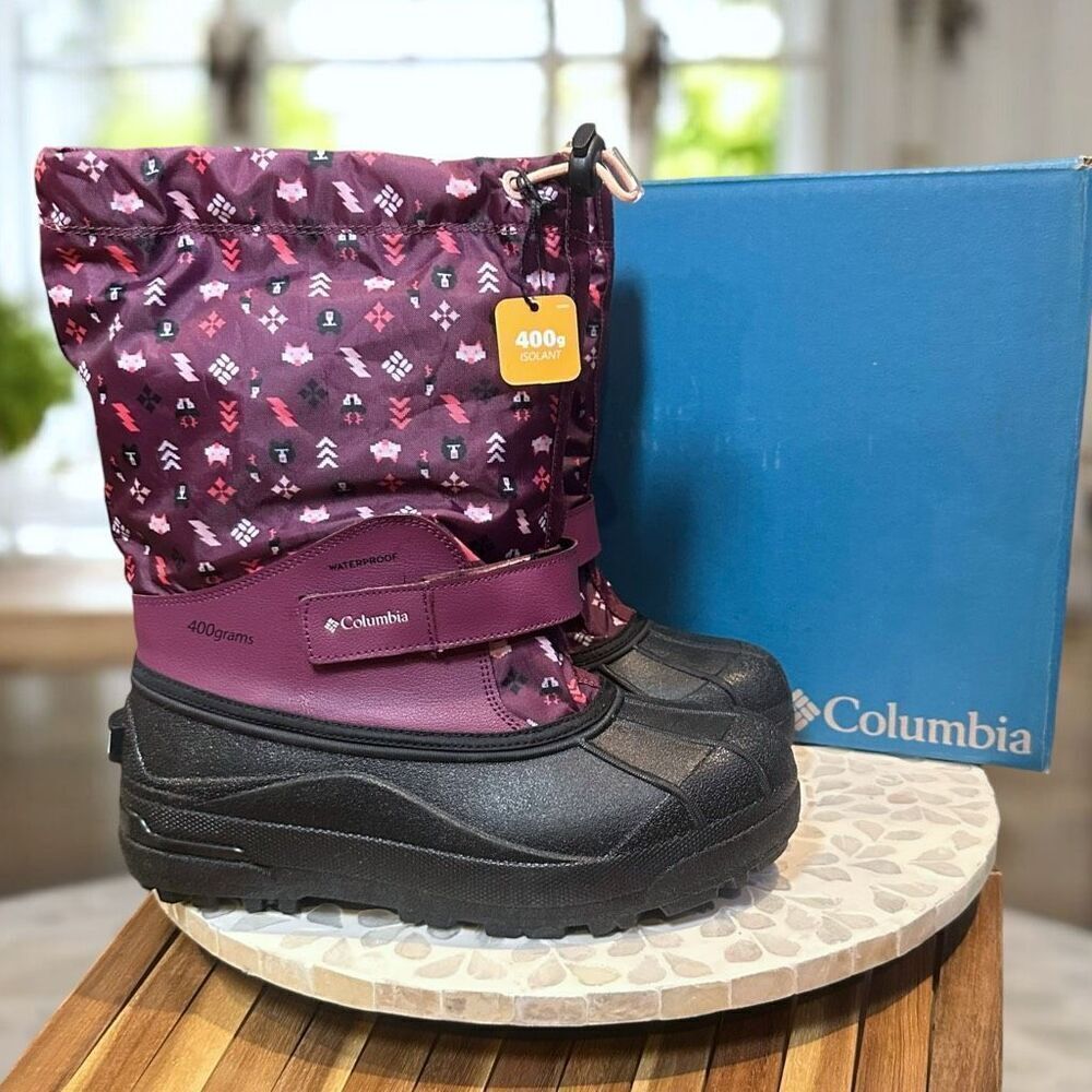 Columbia Powderbug Insulated Snow Winter Forty Print Boot −40°F Size 6 (EU 38) N